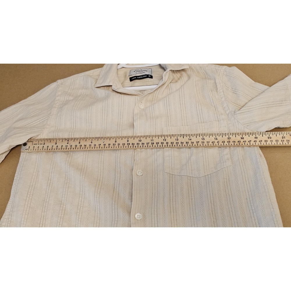 Portuguese Flannel Shirt Vilar Shirt Sand Dobby Camp Loop Collar Cotton Sz Small - Picture 9 of 11